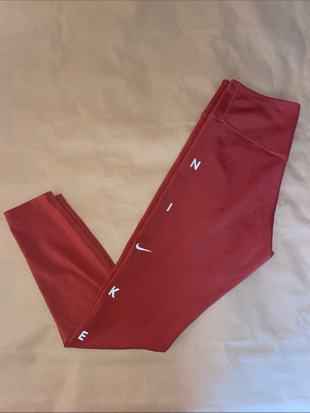 Nike Red Women's Athletic Leggings with White Logo